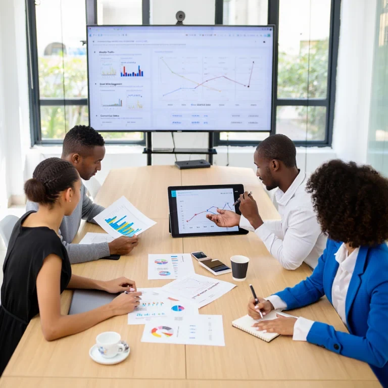 Professional presenting performance tracking insights